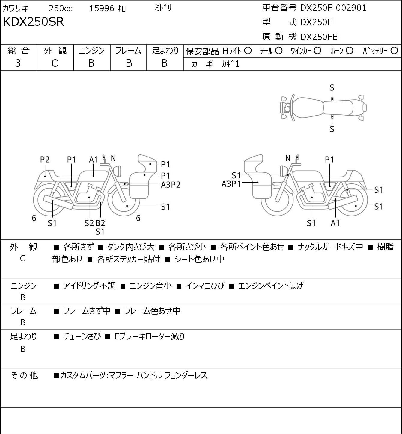 Kawasaki KDX 250 SR DX250F 1991г. 15996