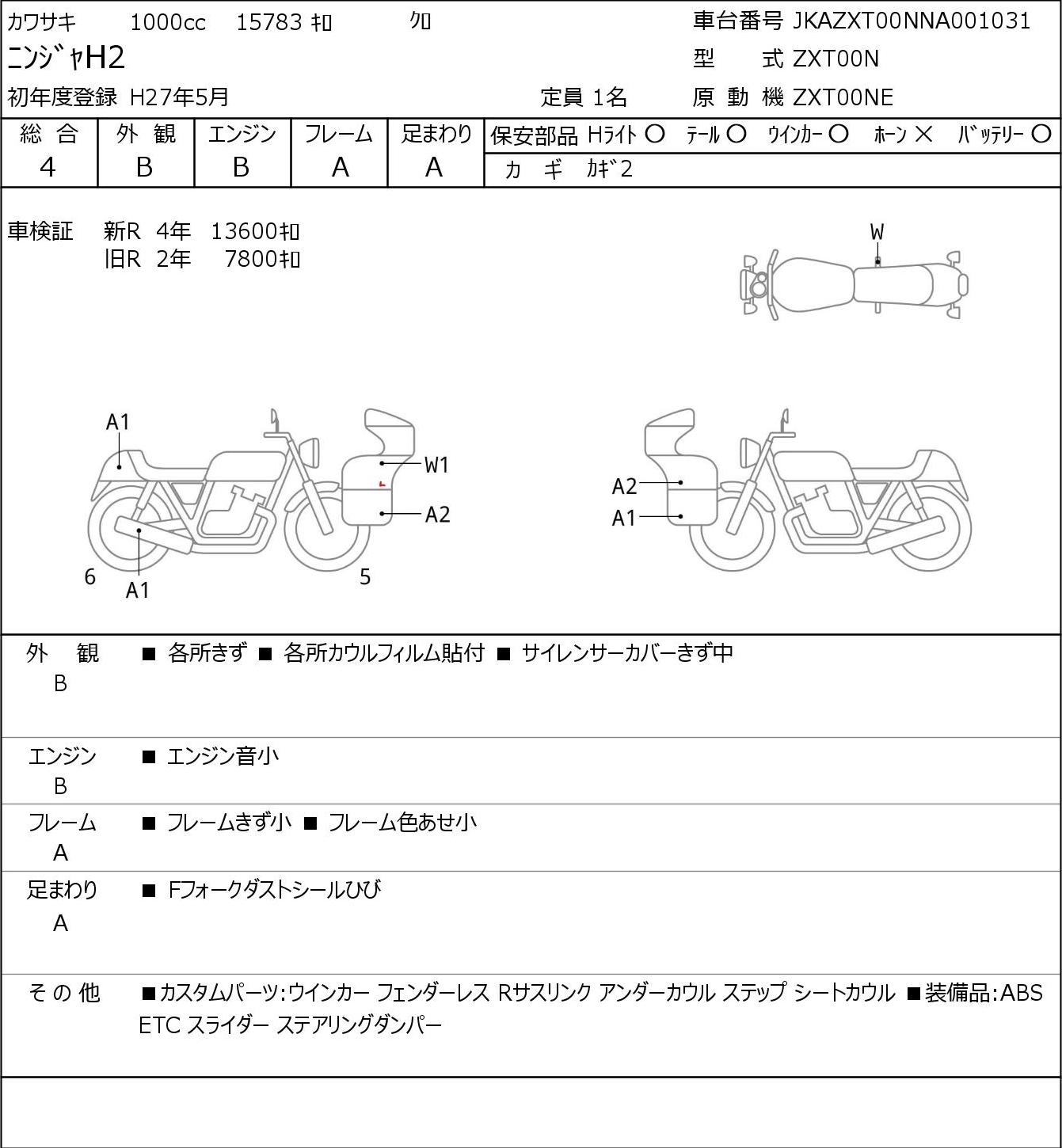 Kawasaki NINJA H2 ZXT00N 2015г. 15783
